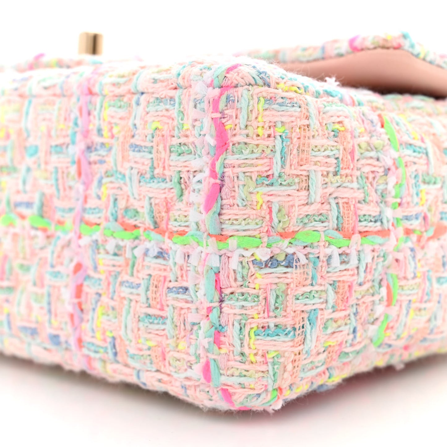 Tweed Quilted Mini Rectangular Flap Pink Green Orange Purple
