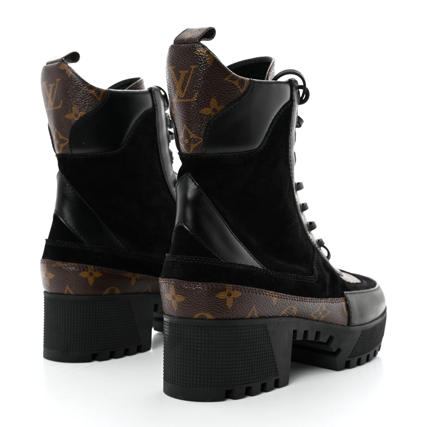 Suede Calfskin Monogram Laureate Platform Desert Boots 41 Black