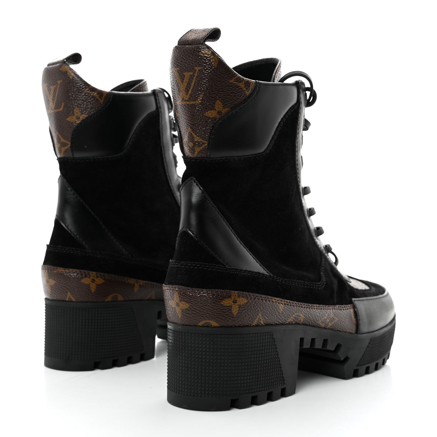 Louis Vuitton Suede Calfskin Monogram Laureate Platform Desert Boots 41 Black 4 of 8