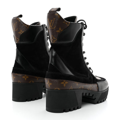 Louis Vuitton Suede Calfskin Monogram Laureate Platform Desert Boots 41 Black 4 of 8