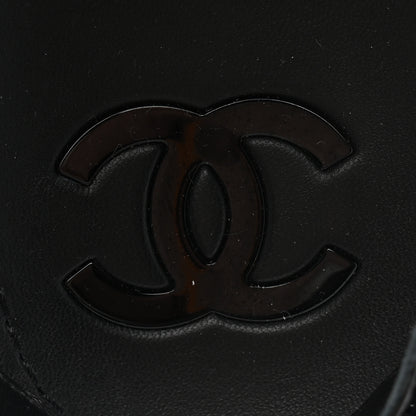 Chanel Laminated Goatskin Chain Sandals 38 Black 6 of 8
