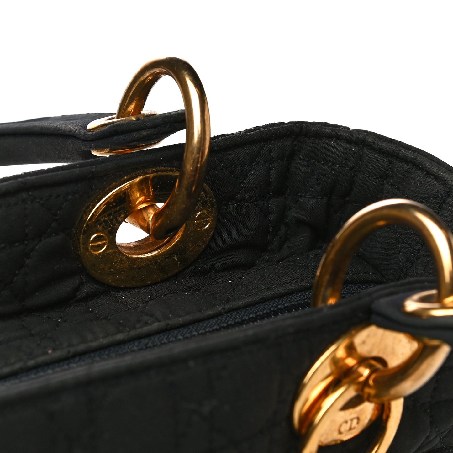 Nylon Cannage Medium Lady Dior Black