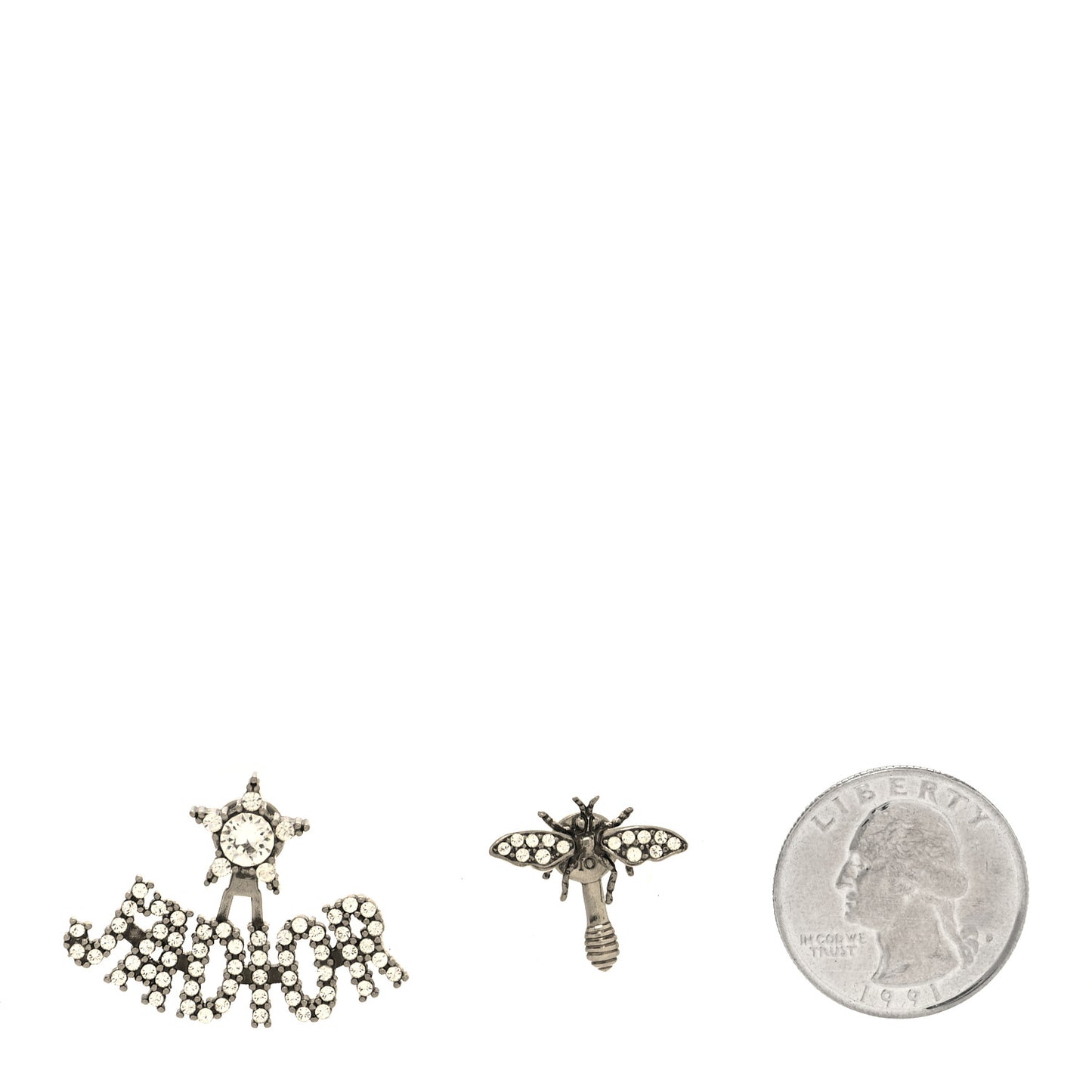 Metal Crystal J'Adior Earrings Antique Silver