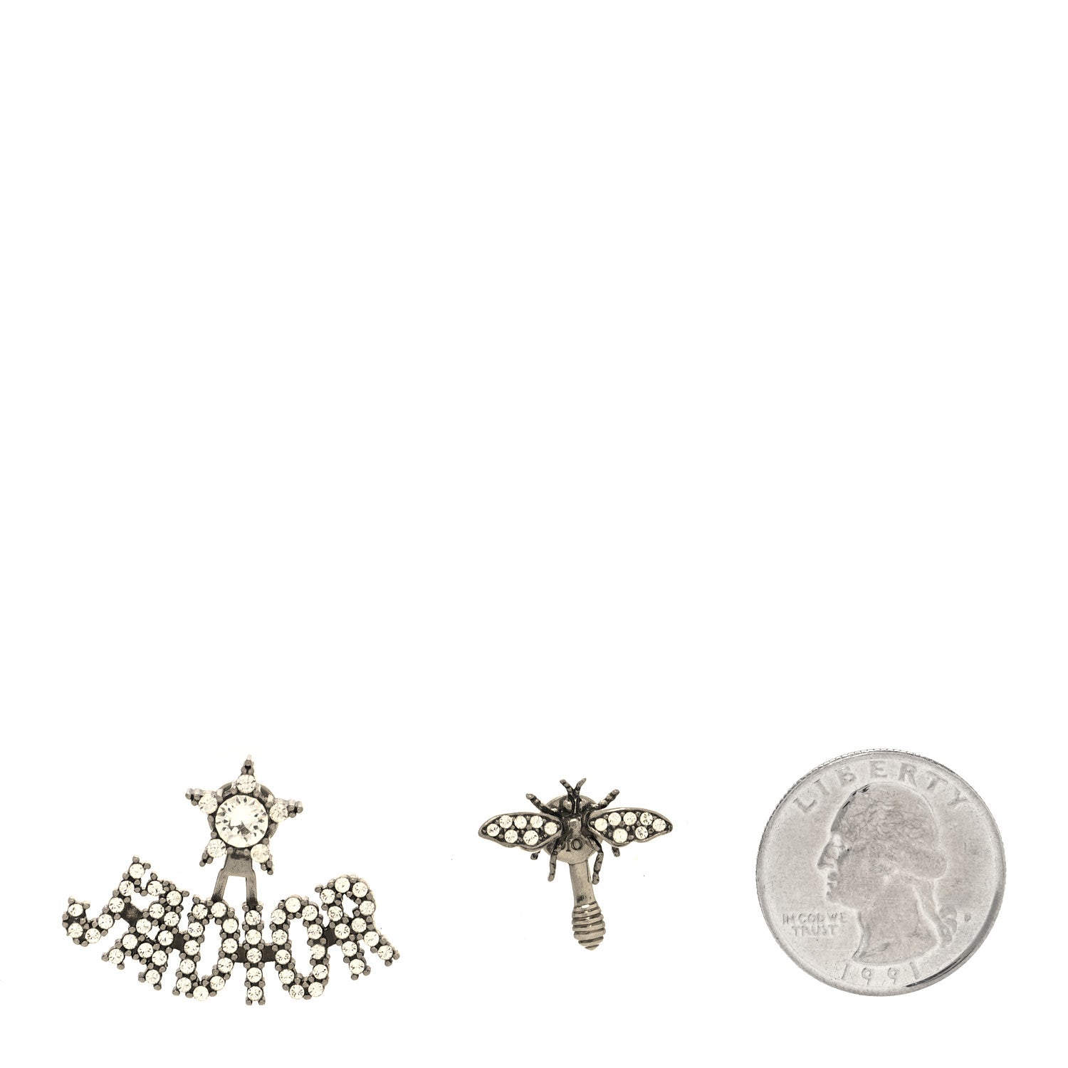 Christian Dior Metal Crystal J'Adior Earrings Antique Silver 2 of 4