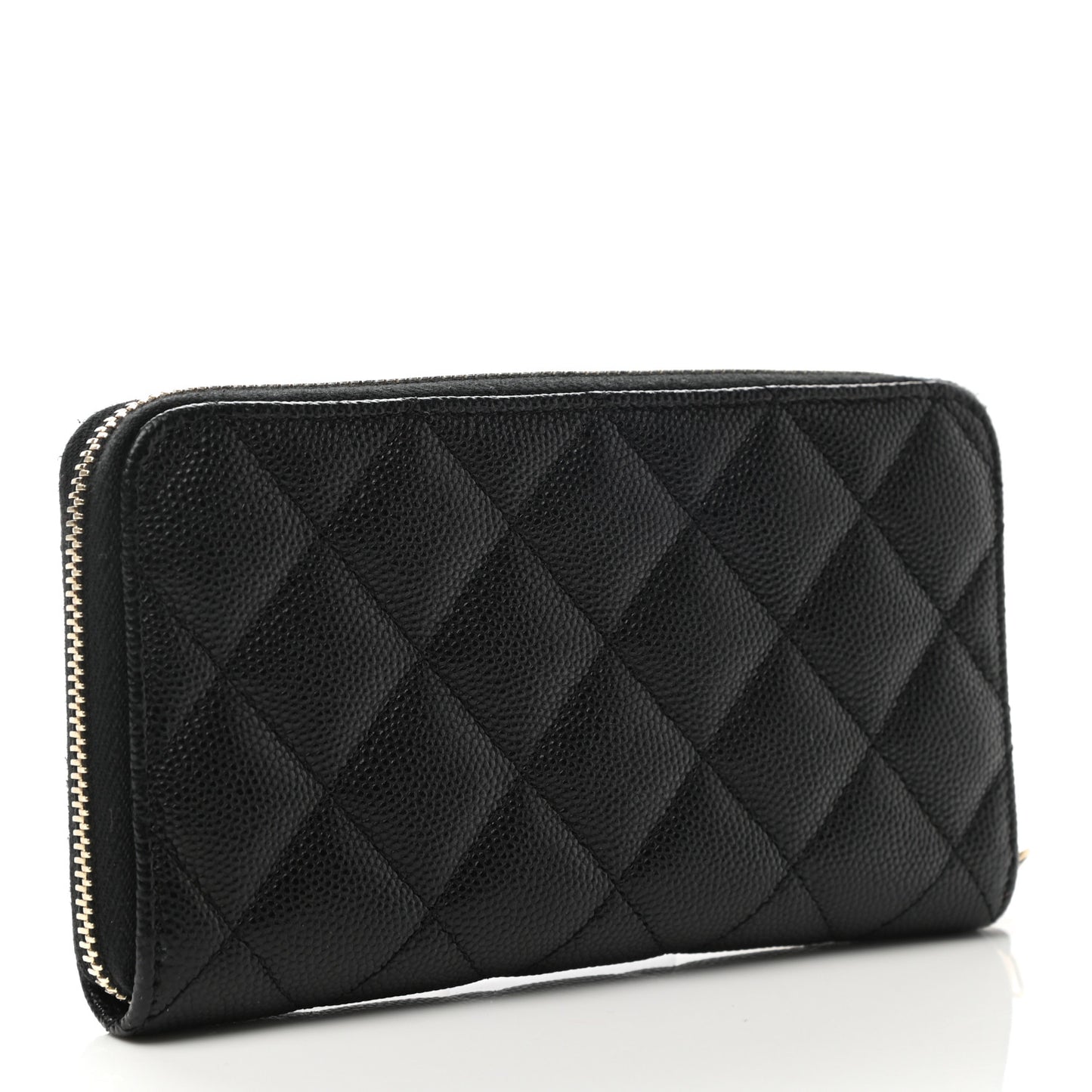 Caviar Quilted Medium Zip Around Wallet Black