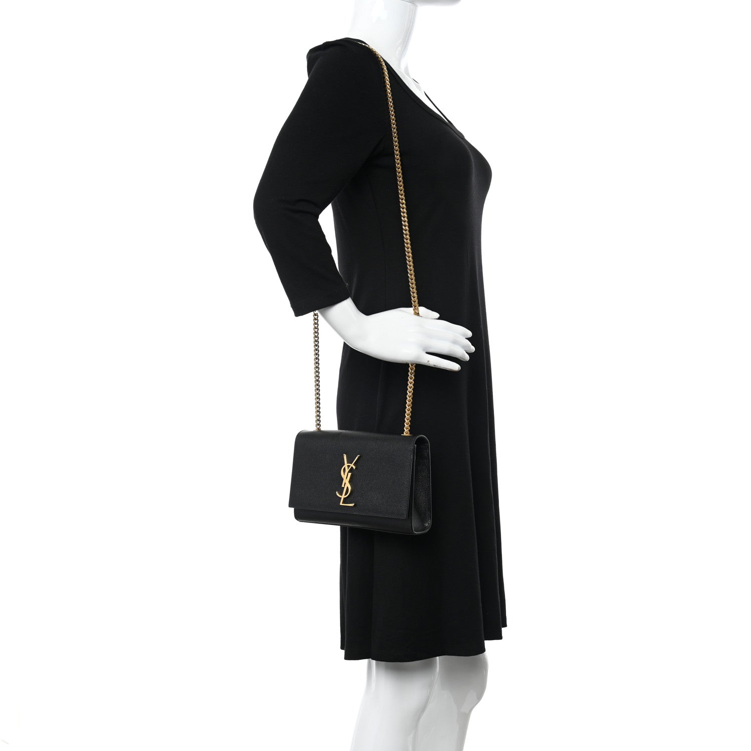 Saint Laurent Grain De Poudre Small Monogram Kate Satchel Black 2 of 13
