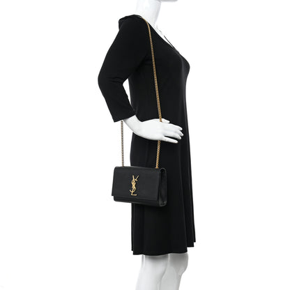 Saint Laurent Grain De Poudre Small Monogram Kate Satchel Black 2 of 13