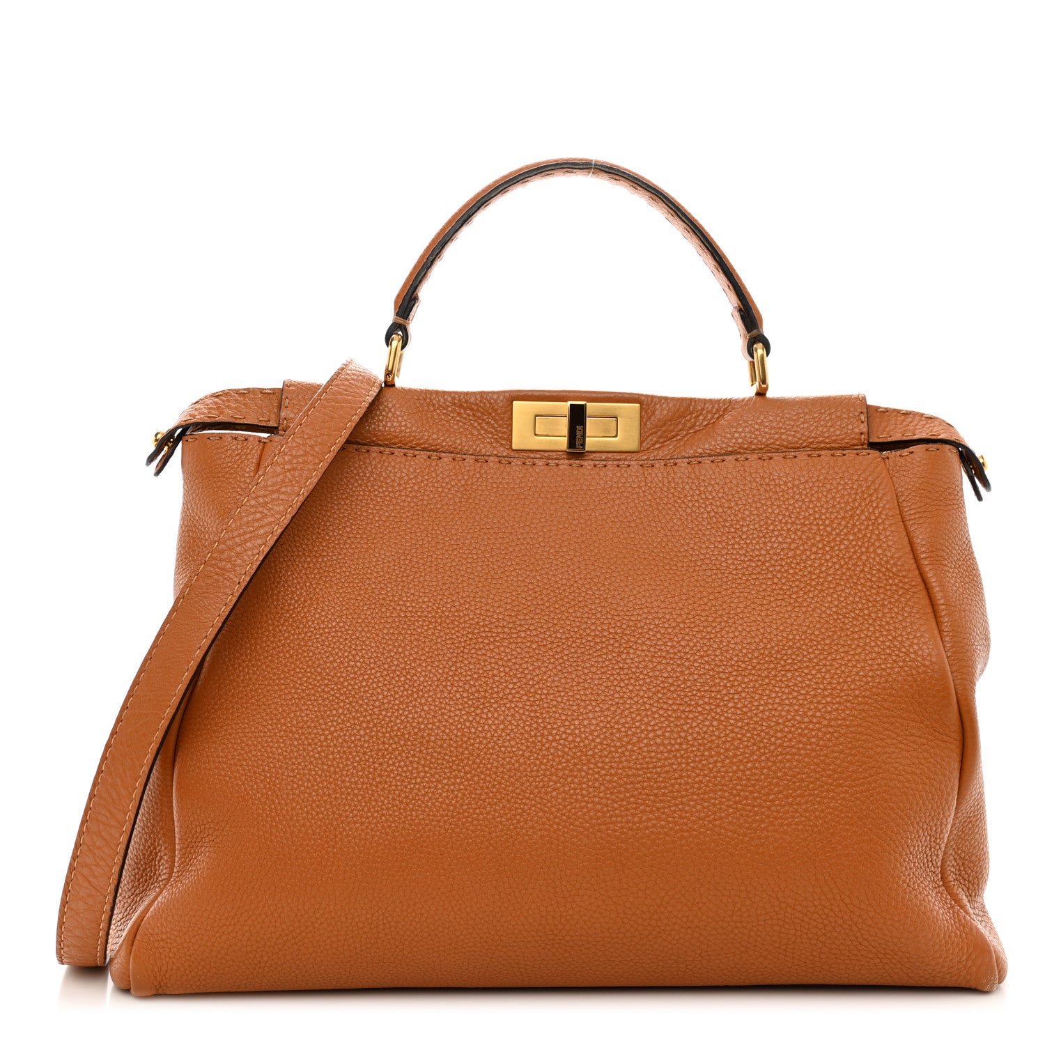 Fendi Cuoio Romano Selleria Bi-Color Large Peekaboo Iconic Satchel Mou Deserto 1 of 13