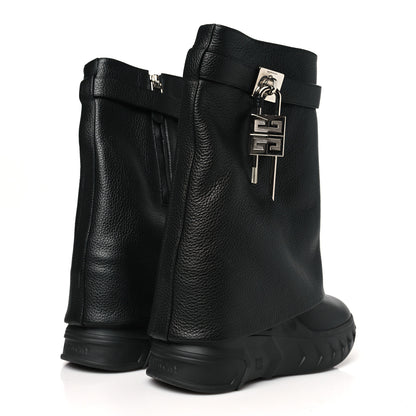 Givenchy Grained Calfskin Shark Lock Biker Ankle Boots 36 Black 5 of 9