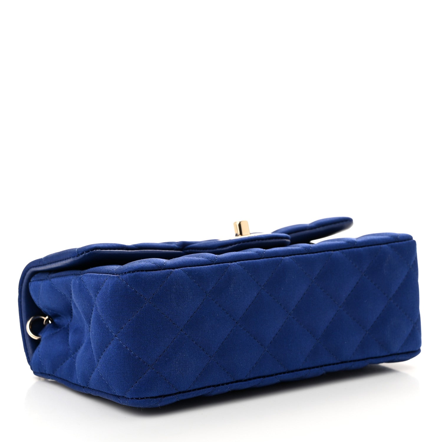 Chanel Satin Quilted Mini Rectangular Flap Blue 4 of 11