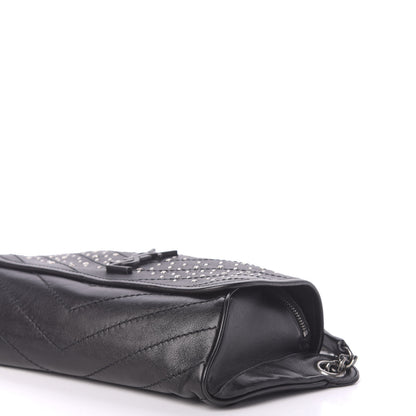 Saint Laurent Calfskin Studded Stardust Monogram Niki Shoulder Bag Black 7 of 10
