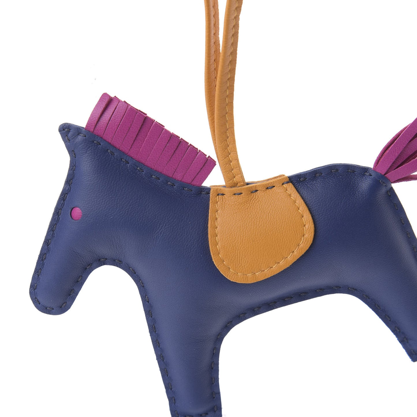 Milo Lambskin Grigri Rodeo Horse Bag Charm MM Bleu Saphir Rose Pourpre Naturel Bouton D'Or