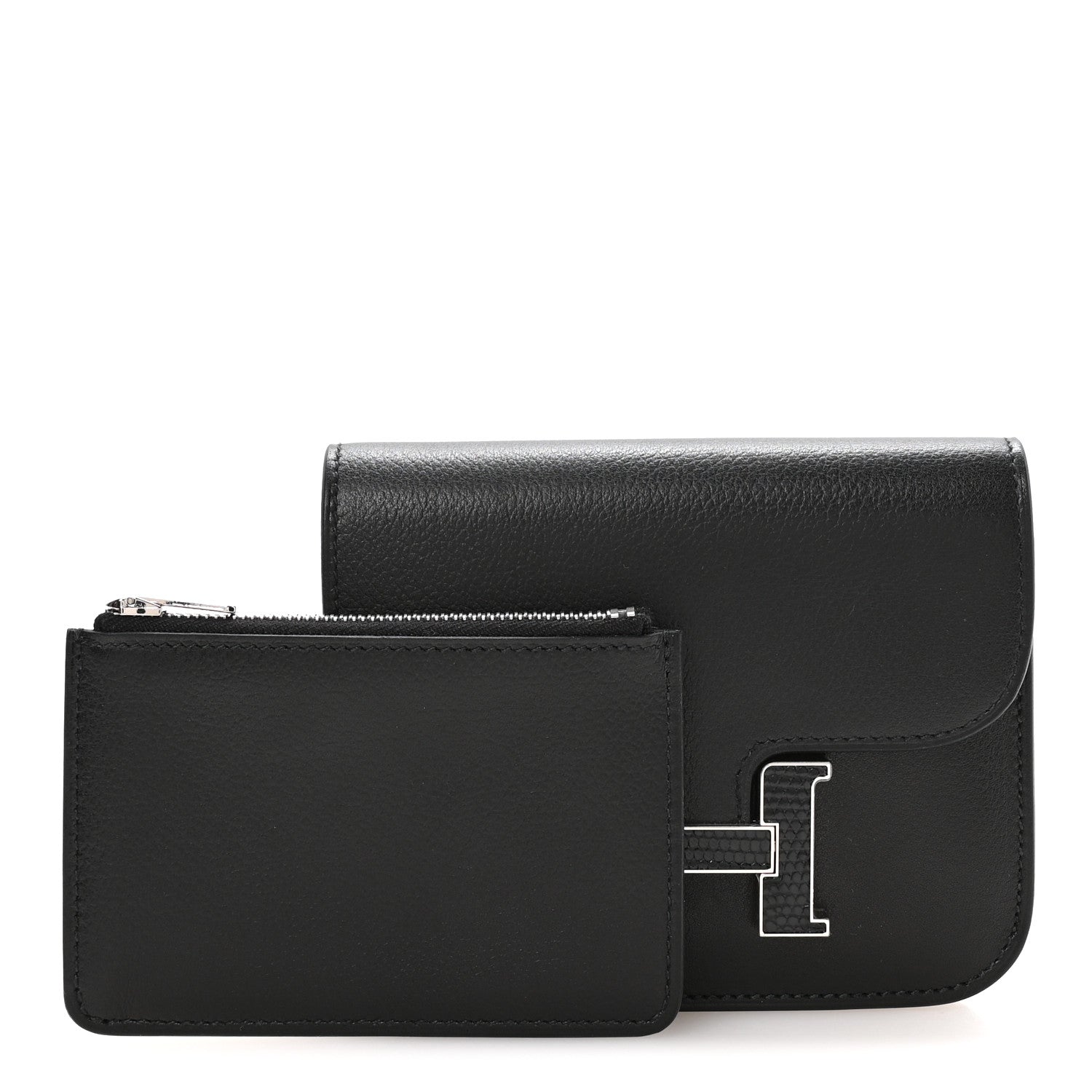 Hermes Evergrain Lizard Constance Slim Wallet Black 3 of 9