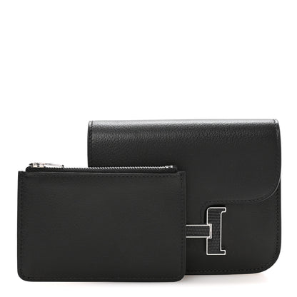 Hermes Evergrain Lizard Constance Slim Wallet Black 3 of 9