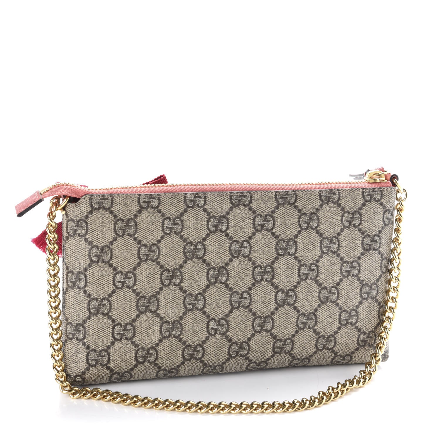 Gucci GG Supreme Monogram Face Embroidered Wrist Wallet Pink 3 of 11