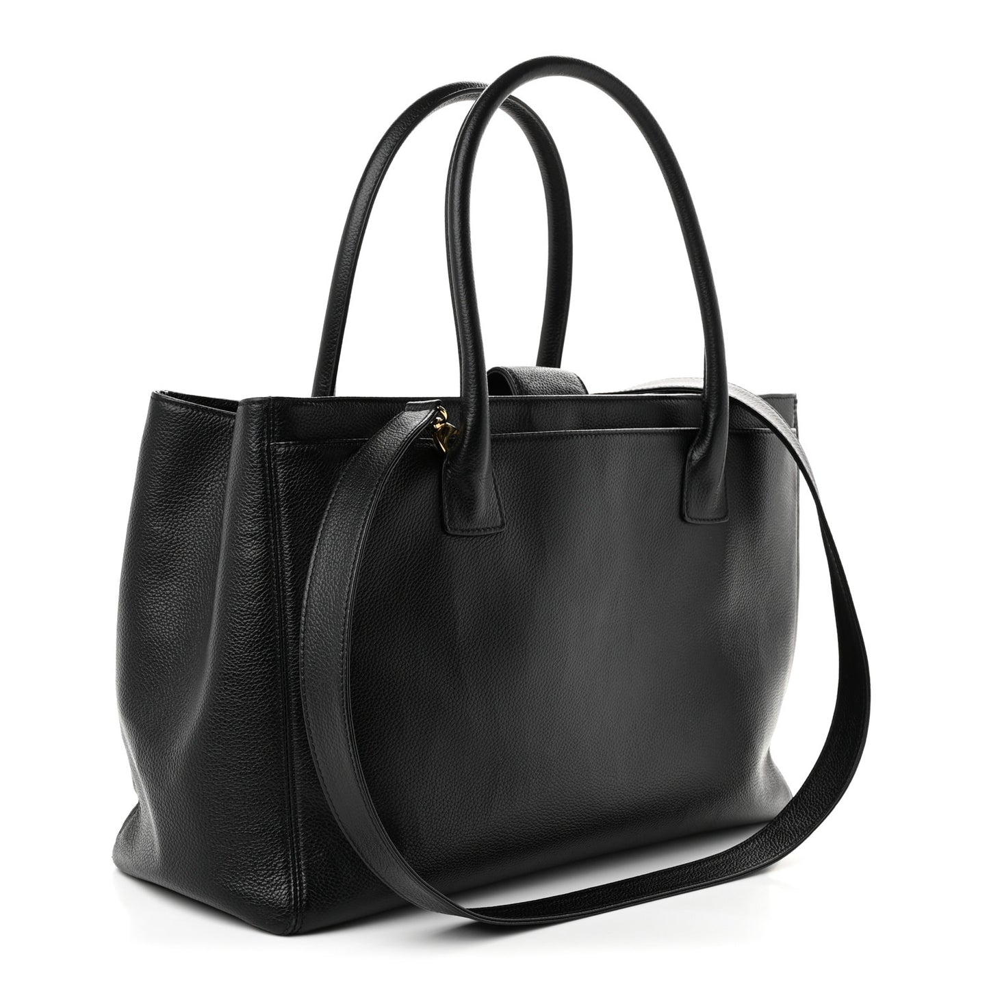 Calfskin Cerf Executive Shopper Tote Black