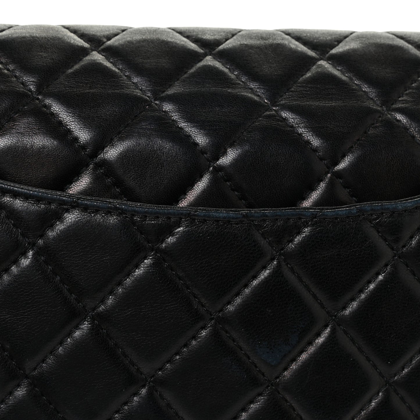 Washed Lambskin Quilted Maxi Single Flap Black
