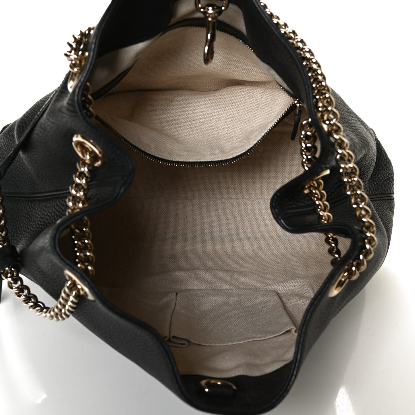 Pebbled Calfskin Medium Soho Chain Shoulder Bag Black