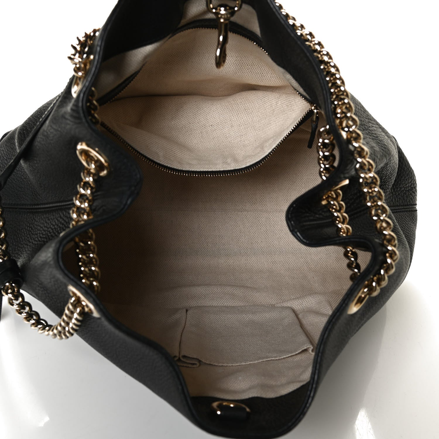 Gucci Pebbled Calfskin Medium Soho Chain Shoulder Bag Black 5 of 11