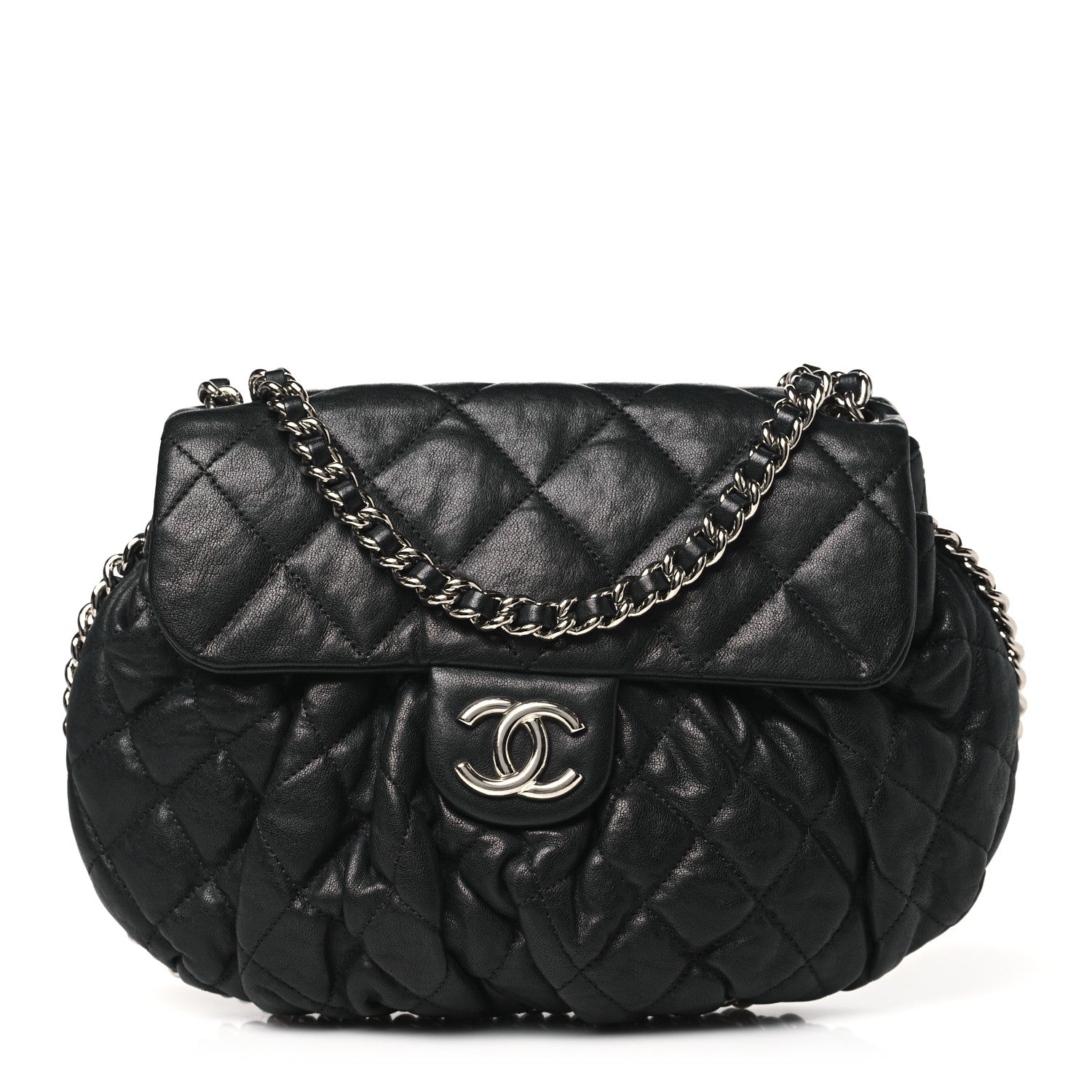 Chanel Washed Lambskin Quilted Medium Chain Around Messenger Black 1 of 11