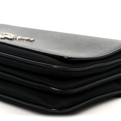 Prada Saffiano Tessuto Nylon Chain Shoulder Bag Black 11 of 11