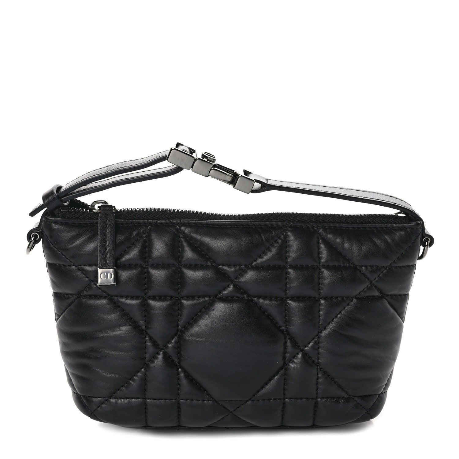 Christian Dior Calfskin Macrocannage Small Diortravel Nomad Pouch Black 1 of 7
