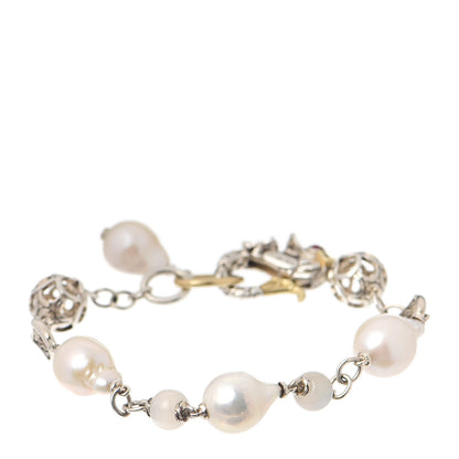 John Hardy Sterling Silver 18K Yellow Gold Pearl Moonstone Ruby Naga Dragon Bracelet 1 of 5