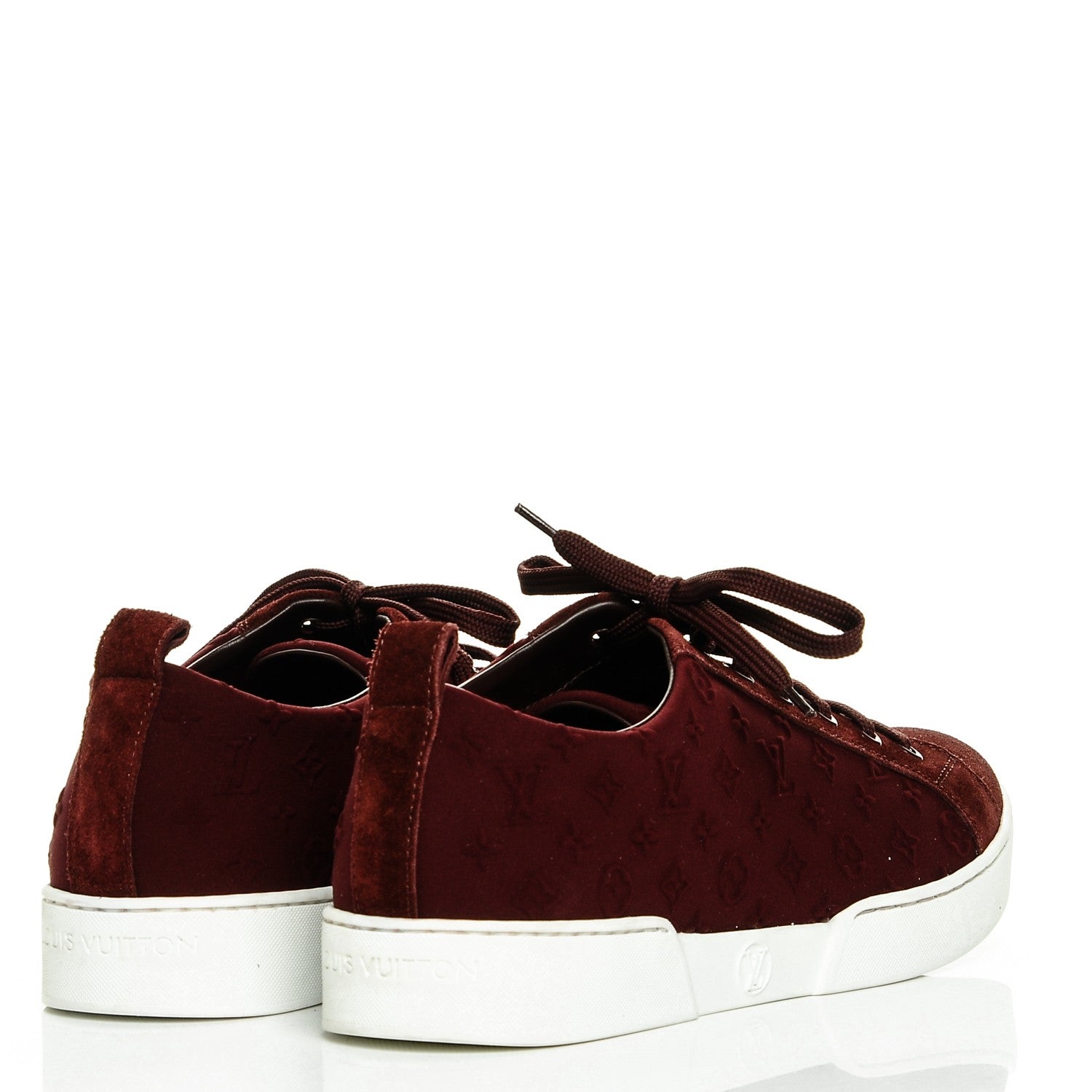 Louis Vuitton Neoprene Suede Embossed Monogram Stellar Low Top Sneakers 38 Burgundy 4 of 8