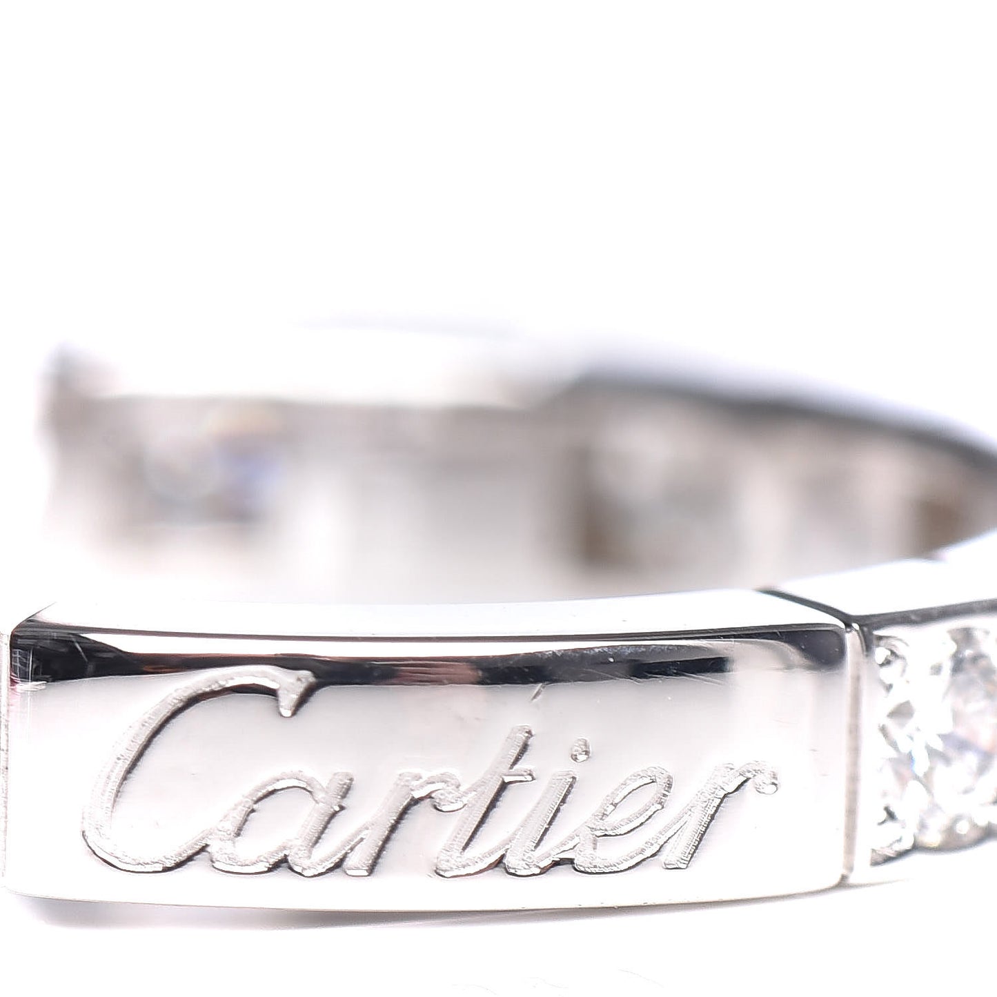 18K White Gold Diamond Lanieres Half Eternity Band Ring 49 5