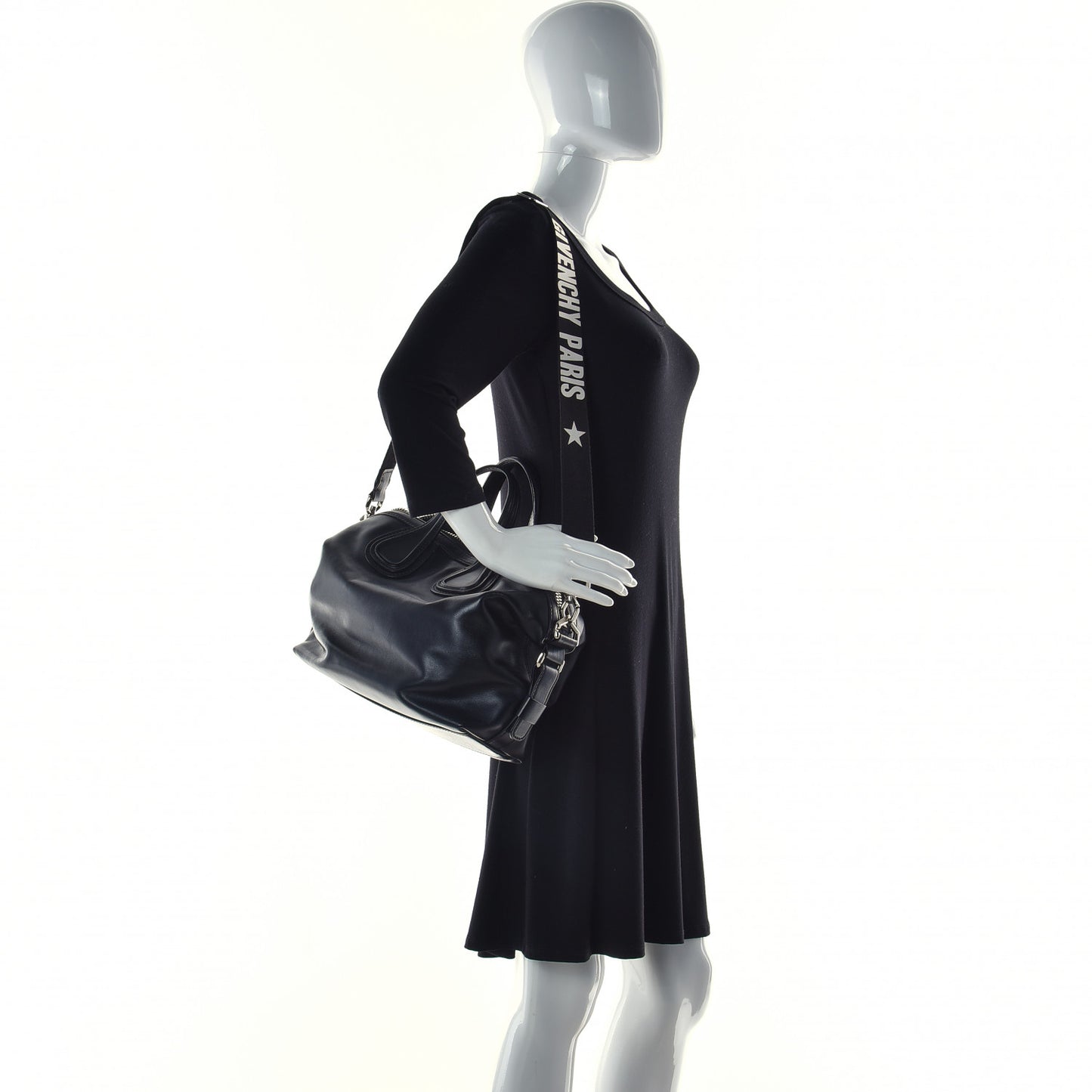 Waxed Calfskin Medium Nightingale Logo Strap Black