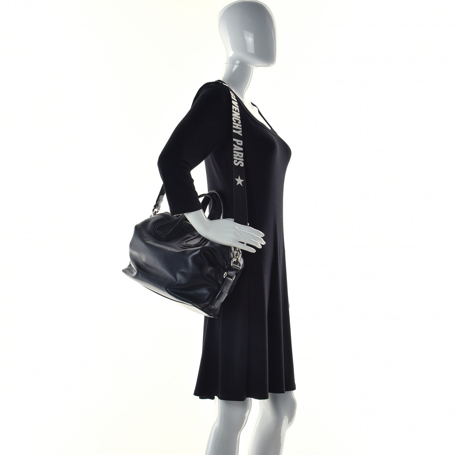 Givenchy Waxed Calfskin Medium Nightingale Logo Strap Black 2 of 11