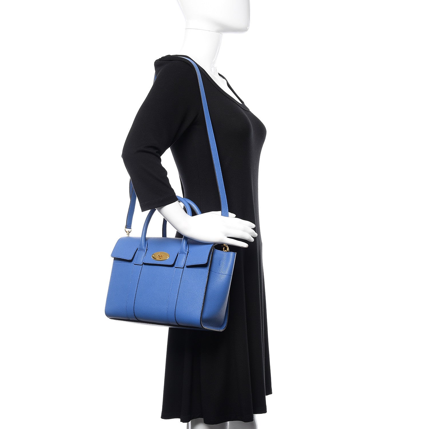 Mulberry Classic Grain Calfskin Small Bayswater Porcelain Blue 2 of 8