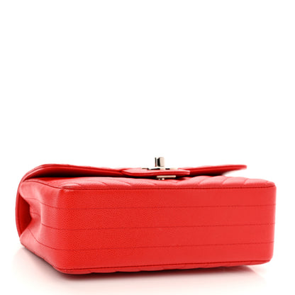 Chanel Caviar Chevron Quilted Mini Rectangular Flap Red 4 of 11