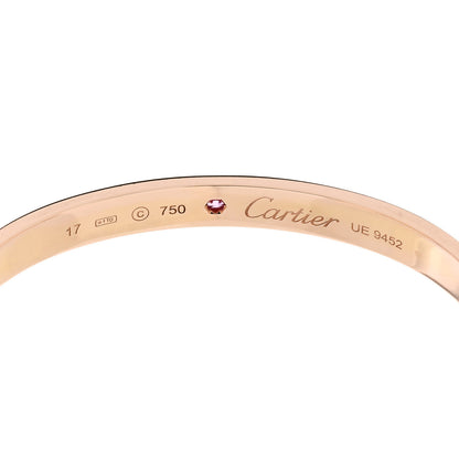 Cartier 18K Pink Gold Pink Sapphire LOVE Cuff Bracelet 17 3 of 4