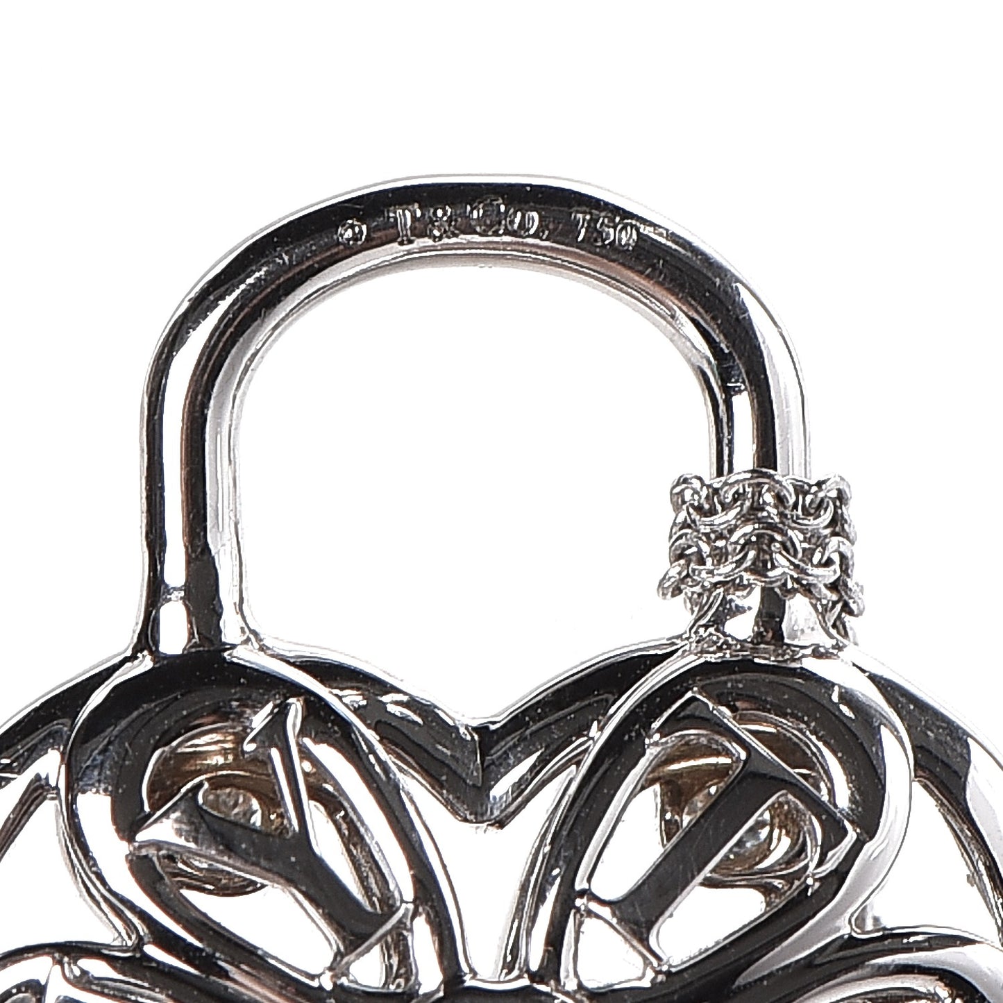 18K White Gold Diamond Filigree Heart Pendant Necklace
