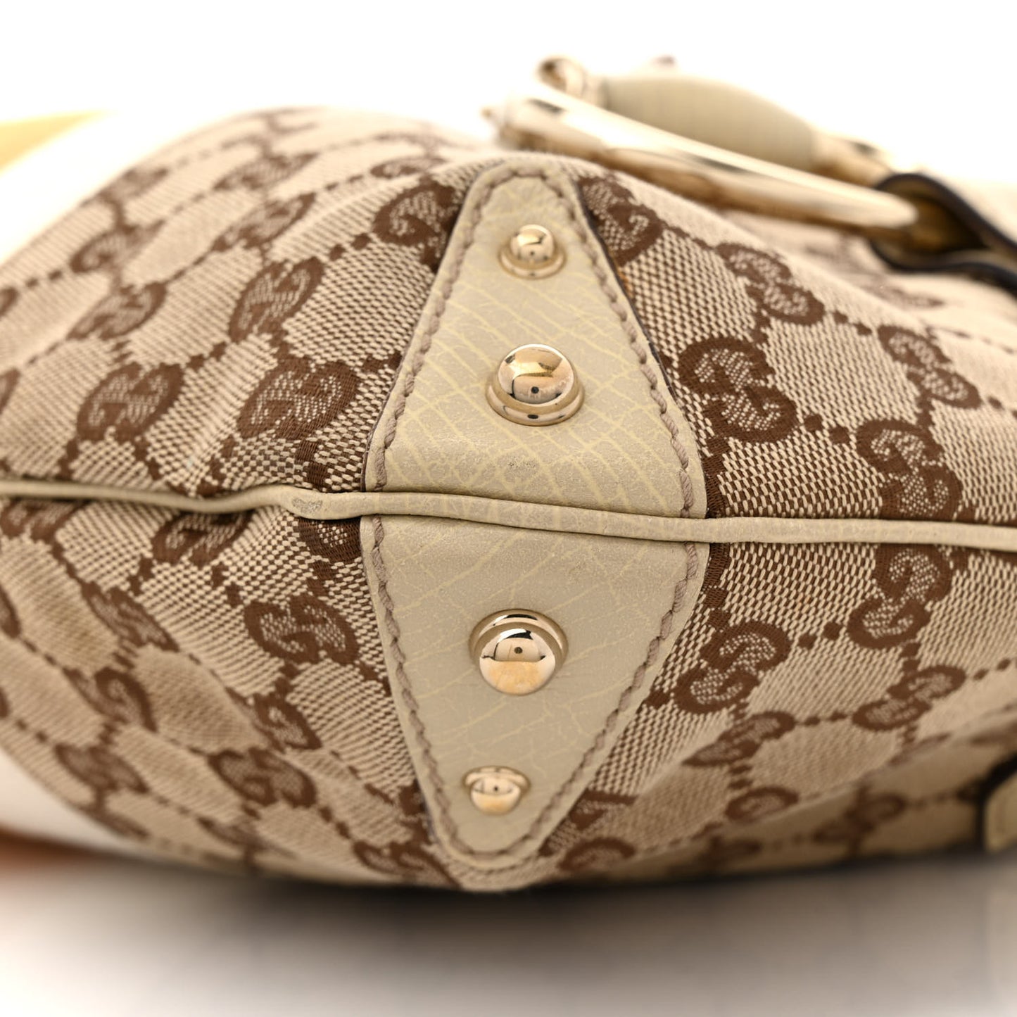 Monogram Large Horsebit Web Shoulder Bag White