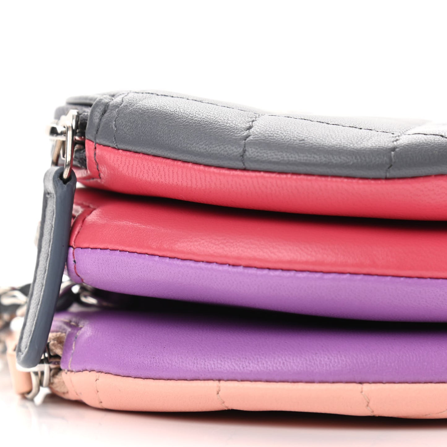 Lambskin Quilted Round Clutch With Chain Multicolor