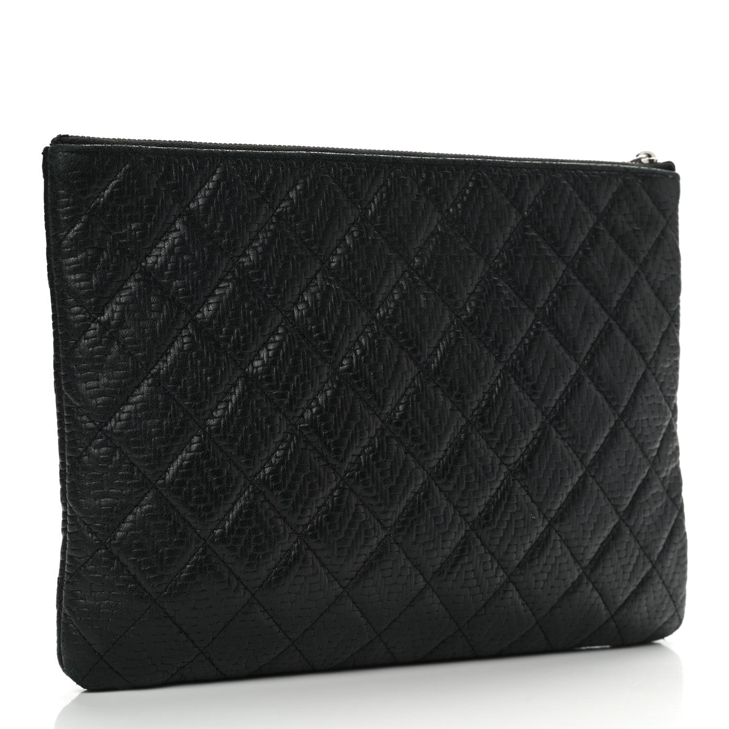 Chanel Woven Lambskin Quilted Medium Cosmetic Case Black 3 of 12