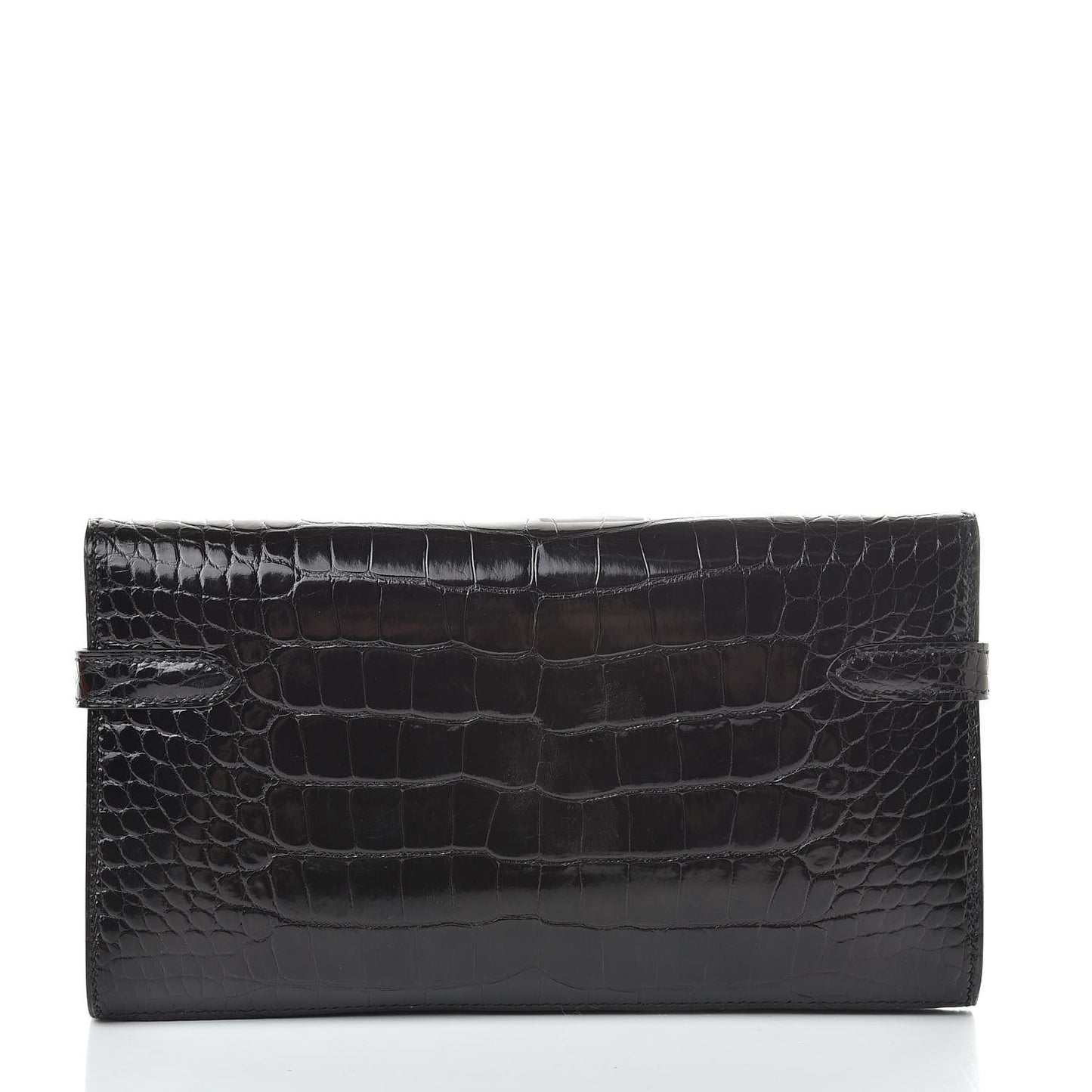 Shiny Alligator Kelly Longue Wallet Black