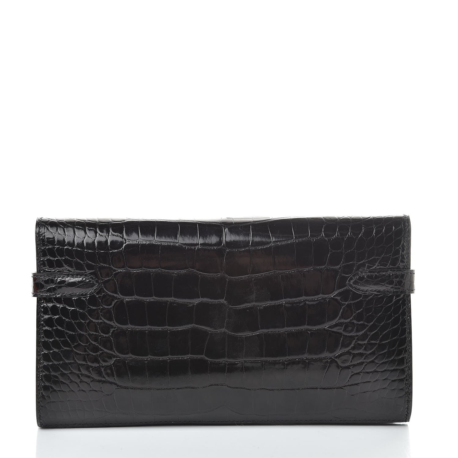 Hermes Shiny Alligator Kelly Longue Wallet Black 4 of 21