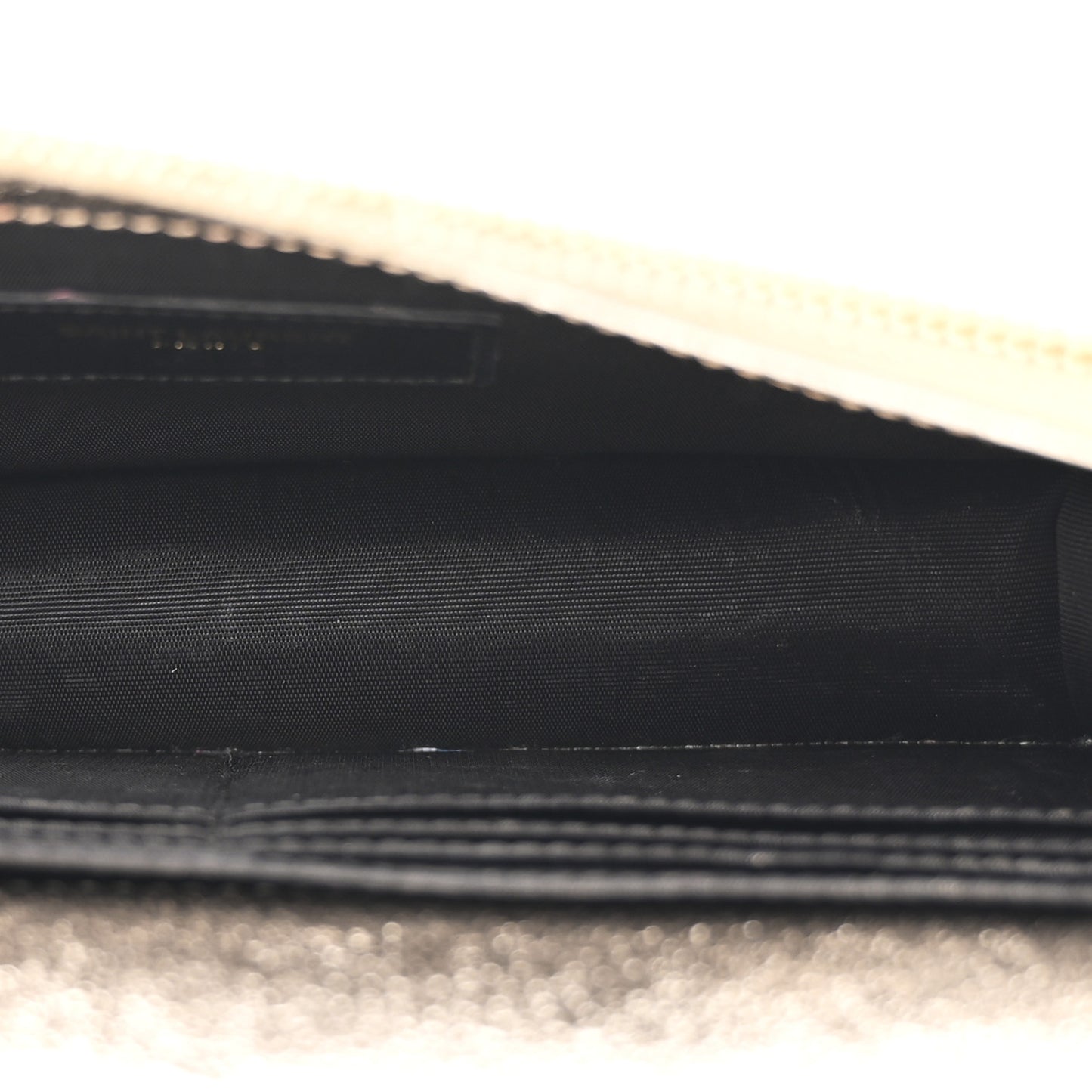 Metallic Crackled Calfskin Matelasse Chevron Monogram Envelope Chain Wallet Gold