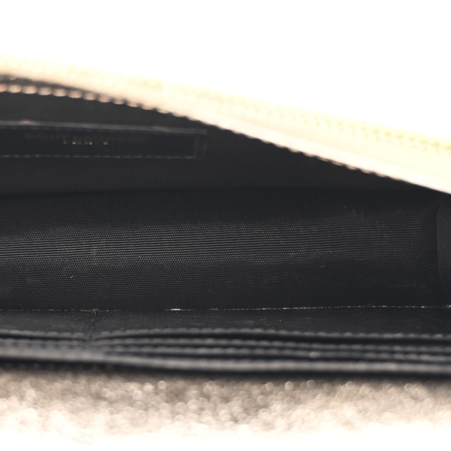 Saint Laurent Metallic Crackled Calfskin Matelasse Chevron Monogram Envelope Chain Wallet Gold 5 of 13