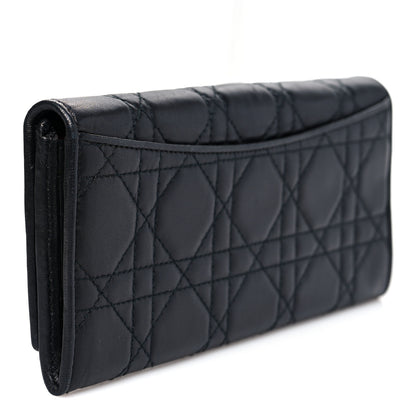 Christian Dior Lambskin Cannage Lady Dior Flap Wallet Black 3 of 7