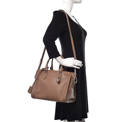 Alexander McQueen Pebbled Calfskin Small Skull Padlock Zip Around Tote Cognac 2 of 11