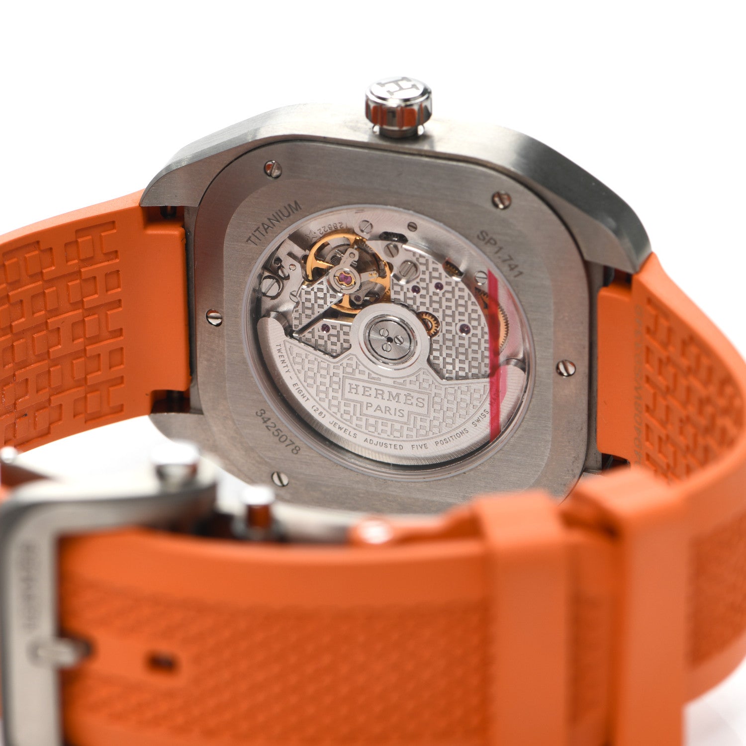 Hermes Titanium Rubber 39mm H08 Automatic Watch Orange 4 of 5