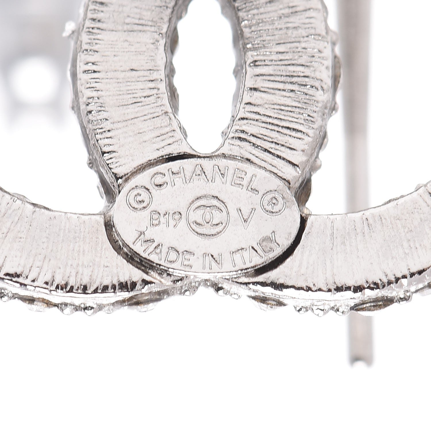 Chanel Crystal CC Earrings Silver 3 of 5