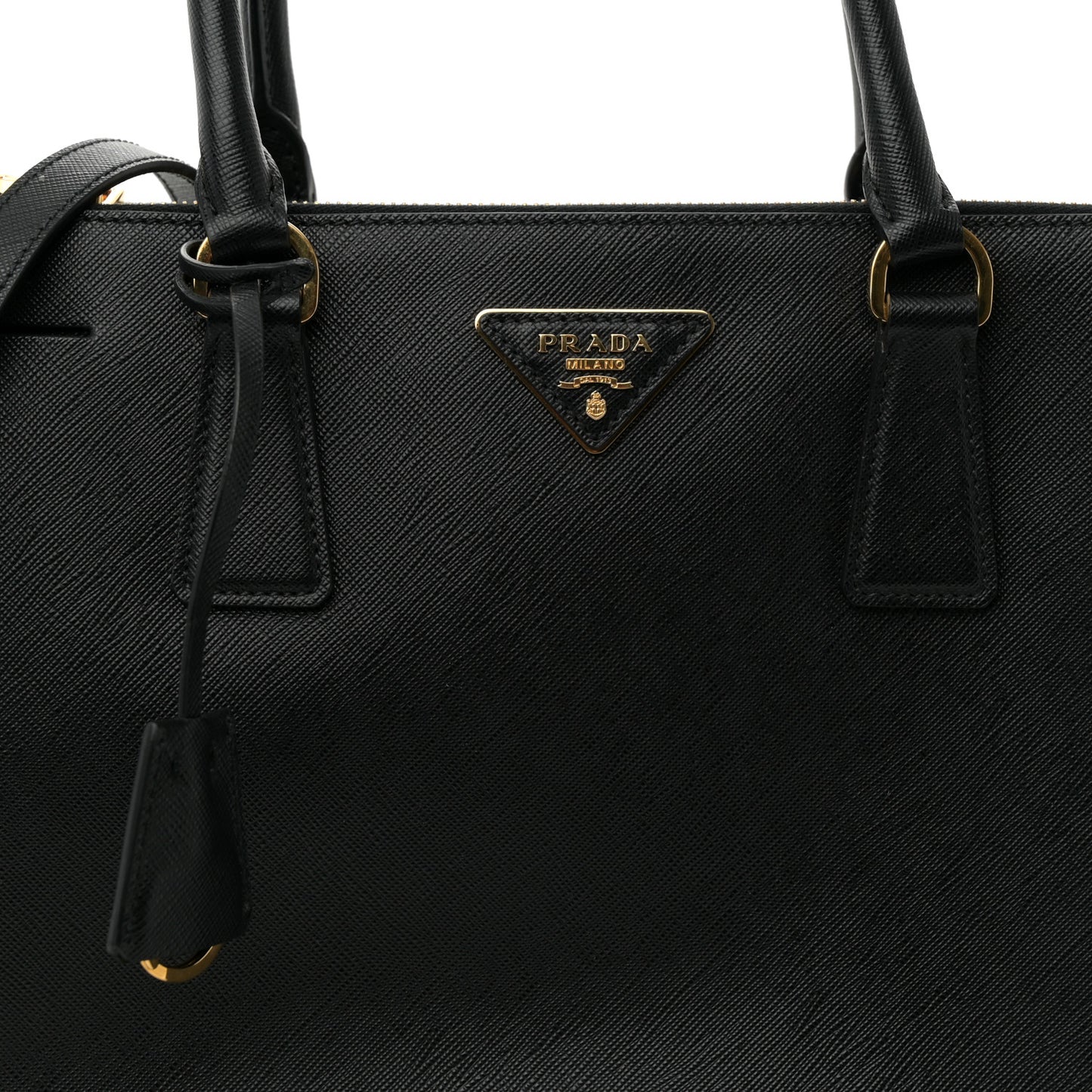 Saffiano Lux Large Galleria Double Zip Tote Black