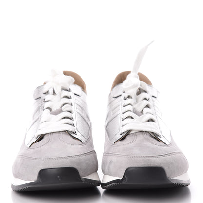 Hermes Metallic Epsom Suede Mens Trail Sneakers 43 Argent Grey 2 of 7