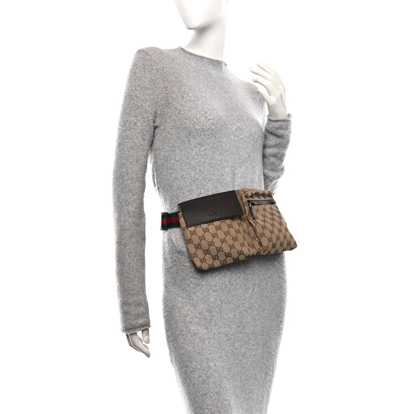 Monogram Web Belt Bag Dark Brown