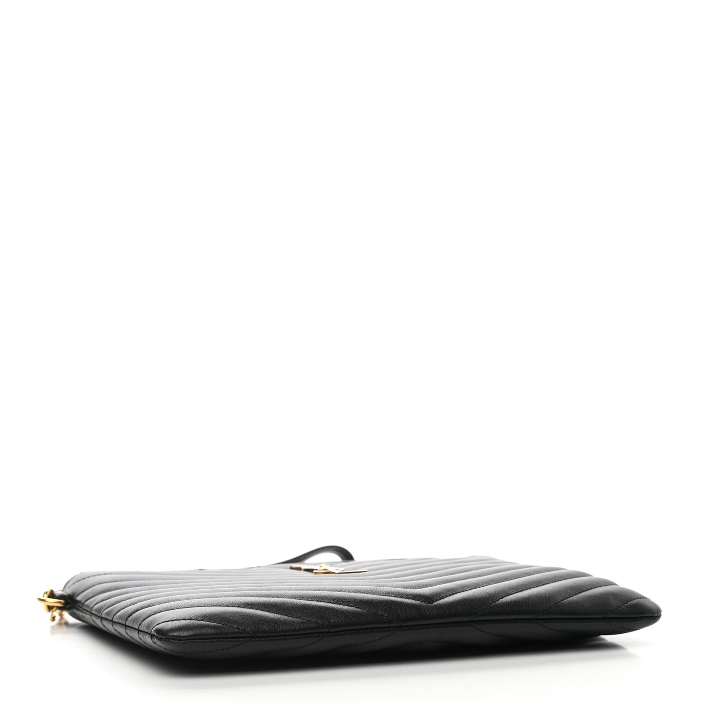 Calfskin Matelasse Chevron Monogram A5 Wristlet Black